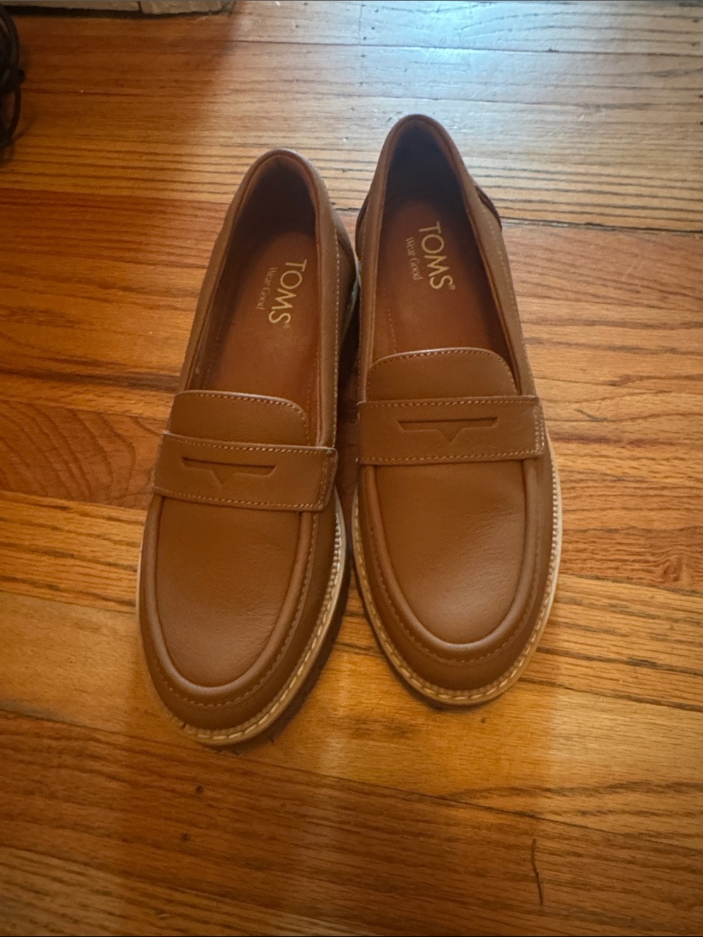 TOMS Women's Brown Leather Penny Loafers